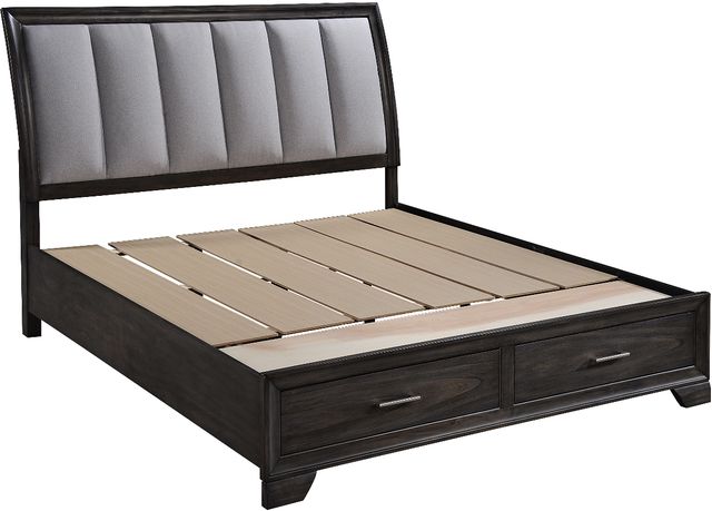 Crown Mark Jaymes Brown King Upholstered Sleigh Bed-2