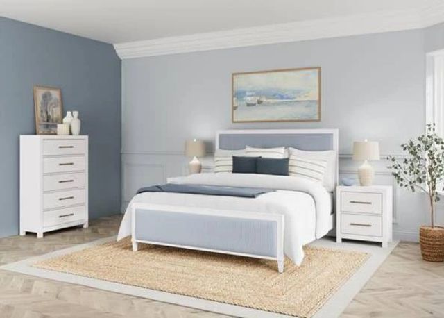 Riverside Furniture Rosalie White Caps Upholstered King Panel Bed-1