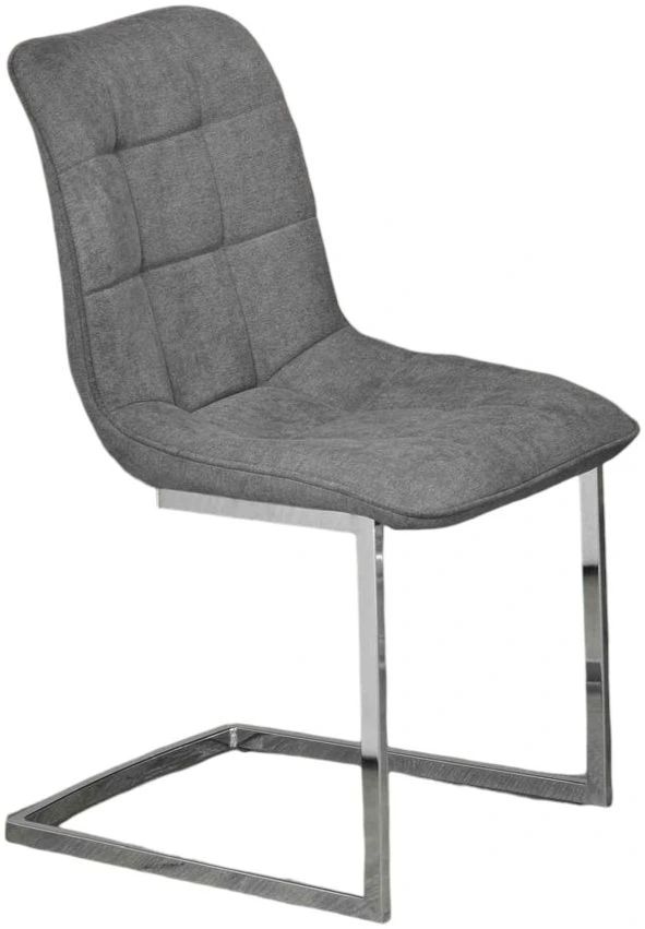 Brassex Inc. Xavier 2-Piece Grey/Polished Silver Dining Chair Set-0