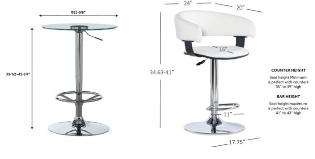 Powell® Devan 3-Piece White Adjustable Pub Set-1