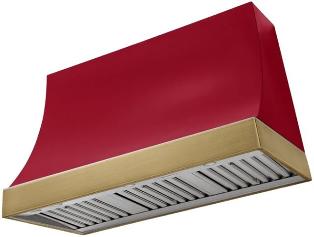 AGA Marquee 48" Piccadilly Red Wall Mounted Range Hood  with Antique Brass Trim-0