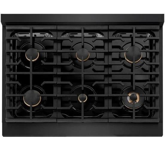 ZLINE Autograph Edition 36" Black Stainless Steel Pro Style Gas Range with 6 Burner Cooktop-3