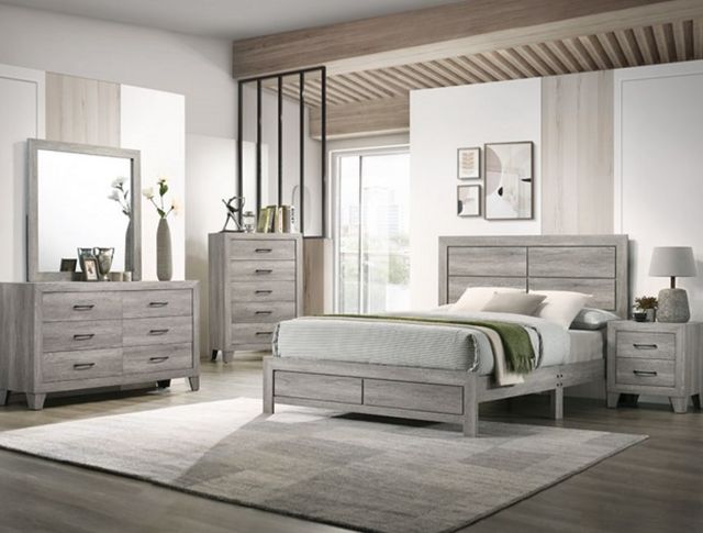 Crown Mark Hopkins Gray Driftwood Platform Bed-1