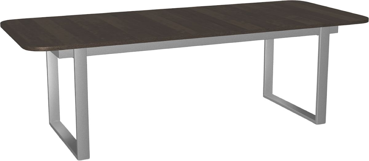 Amisco Customizable Burton 120" Rectangular Extendable Table with 1" Birch Veneer Top, Radius Corners and 1 Leaf