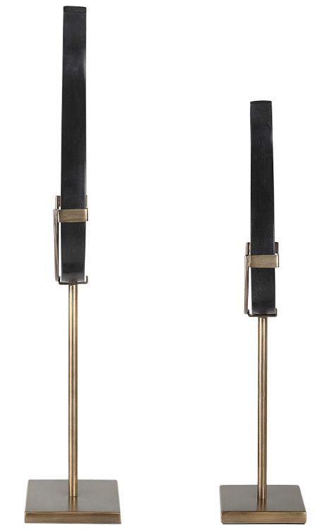 Uttermost® Black Flame 2-Piece Brass Brushed Sculpture Set-3