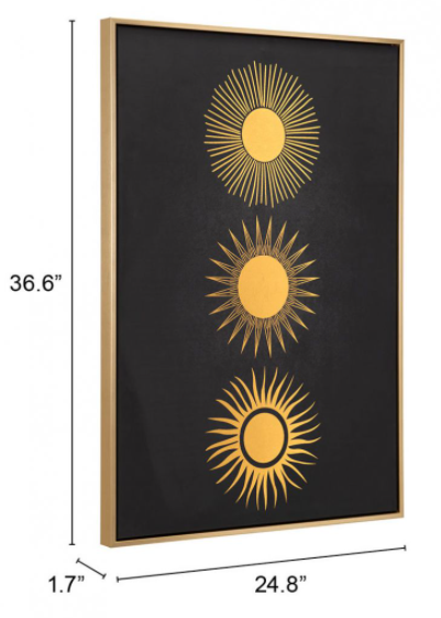 Zuo® Modern Three Suns Gold/Black Canvas Wall Art-2