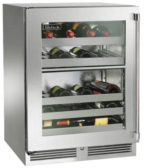 Perlick® Marine Stainless Steel 24" Dual Zone Glass Door Wine Reserve-0