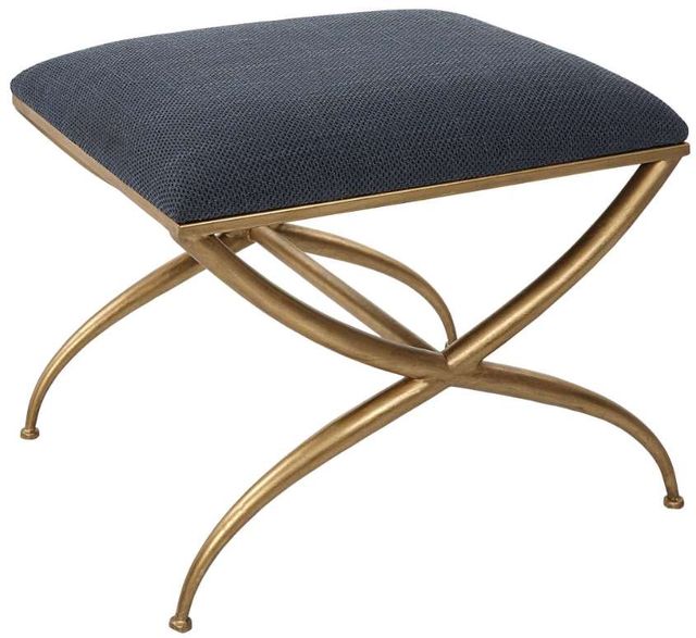 Uttermost® Crossing Gold/Navy Small Bench-0