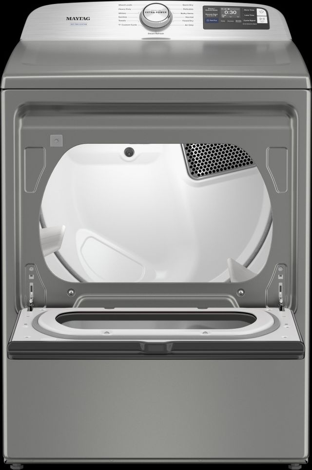 Maytag® Pet Pro 7.4 Cu. Ft. Classic Silver Front Load Electric Dryer-1