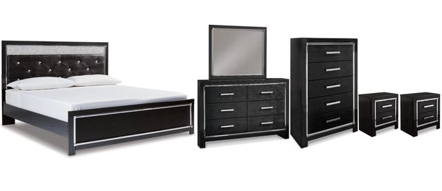 Signature Design by Ashley® Kaydell 6-Piece Black King Upholstered Panel Bedroom Set-0