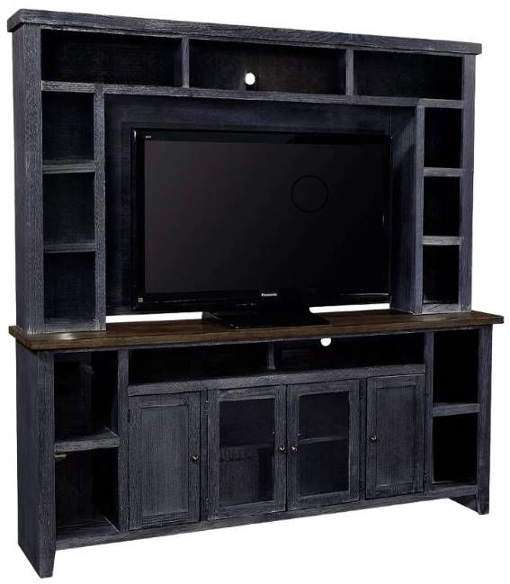 aspenhome® Eastport Drifted Black 84" Console and Hutch-0