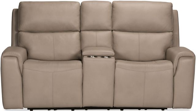 Flexsteel® Jarvis Parchment Power Reclining Loveseat with Console and Power Headrests-1