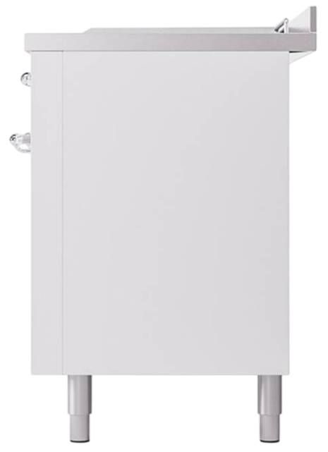Ilve® Nostalgie II Noblesse 60'' White Pro Style Dual Fuel Range with Chrome Trim-3