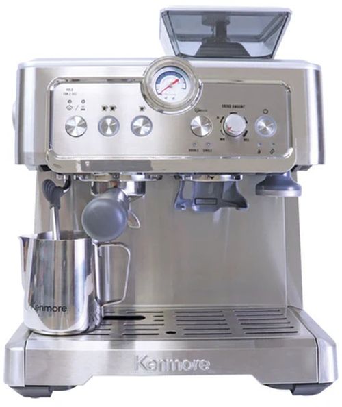 Kenmore® Brushed Stainless Steel Espresso Machine With Grinder And Milk Frother-0