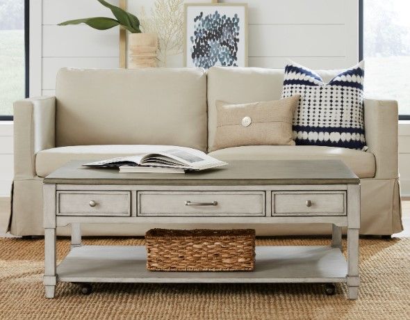 Null Furniture Surfside Ocean Gray Large Rectangular Cocktail Table with Storm Gray Base-2