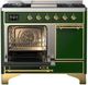 Ilve® Majestic III 40" Emerald Green Pro Style Dual Fuel Liquid Propane Range with Solid Door and Brass Trim-2