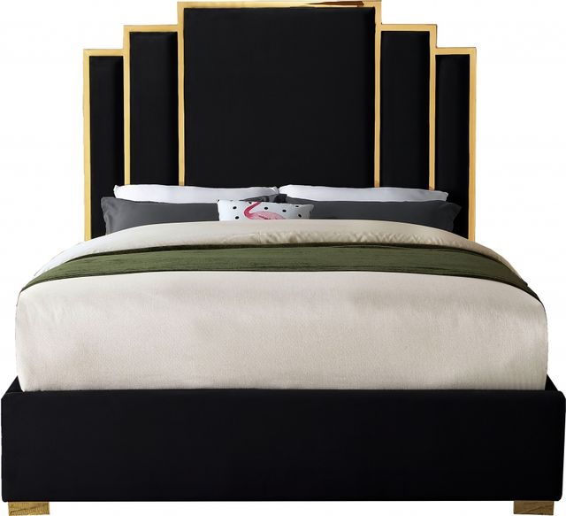 Meridian Furniture Hugo Black Velvet King Bed-1