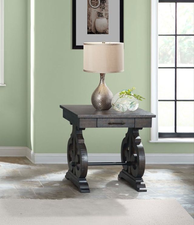 Elements International Stone Smokey Dark Ash Square Side Table-1