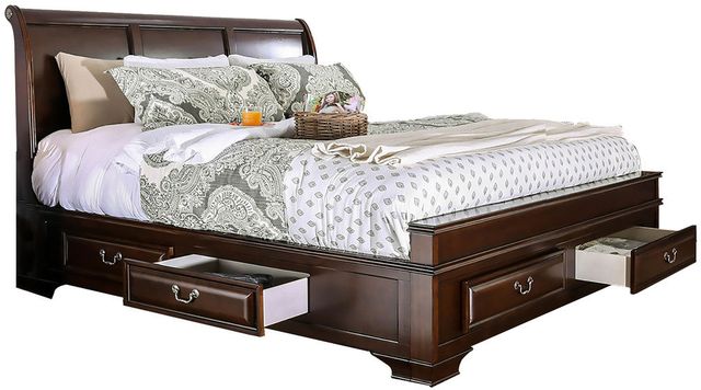 Mazin Furniture Milton Warm Brown Cherry Queen Storage Bed-0