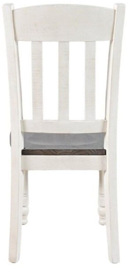 Jofran Inc. Madison County Brown/Vintage White Slatback Dining Side Chair-3