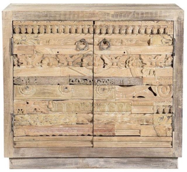 Classic Home Alta Antique White/Beige Carved Panel Sideboard-1