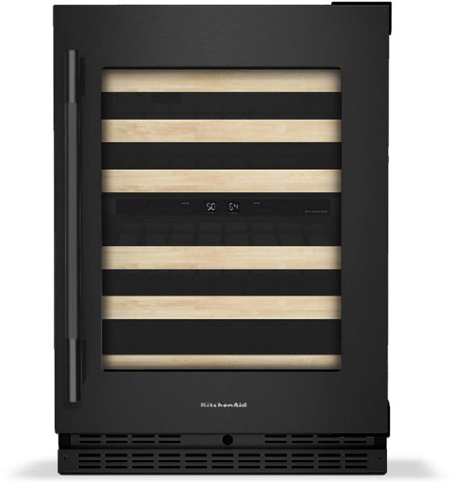 Kitchenaid® 24" Black Ore Built-In Wine Cooler With Full-Extension Wood-Front Racks-0