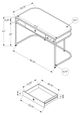 Monarch Specialties Inc. 48"L Glossy White and Chrome Metal Computer Desk-3