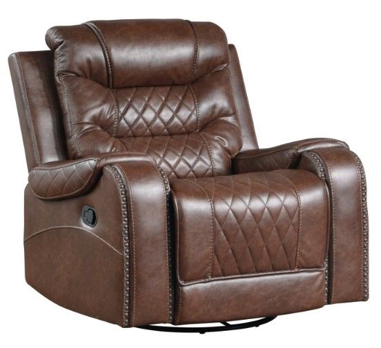 Homelegance® Putnam Brown Swivel Manual Glider Recliner-0