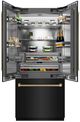 ZLINE Autograph Edition 36" 19.6 Cu. Ft. Black Stainless Steel with Stainless Steel Interior and Champagne Bronze Helix Handles French Door Built-In Bottom Freezer Refrigerator with Water Dispenser and Ice Maker-3