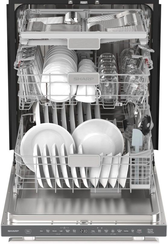 Sharp 24” Stainless Steel Built-In Top Control Dishwasher with Auto Door Open-1