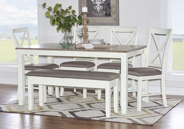 Powell® Jane 6-Piece Brown/Rustic Taupe/Vanilla White Dining Set-1