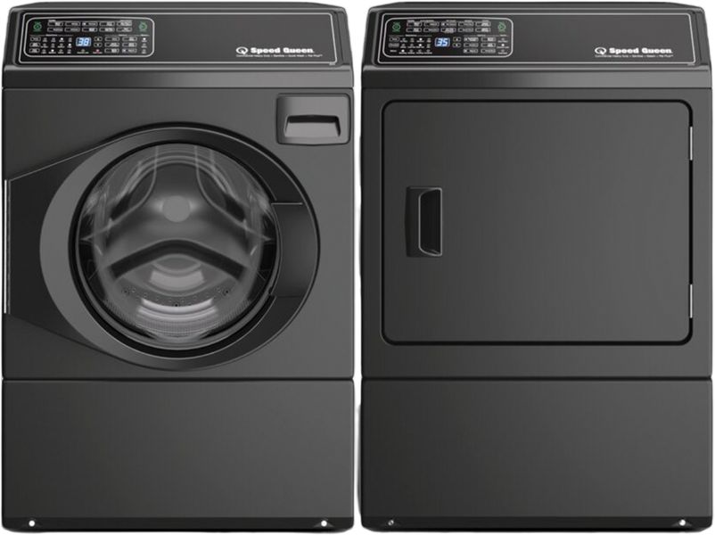 Speed Queen® Matte Black Front Load Washer & Electric Dryer Laundry Pair | Orville's Home Appliances | Amherst, Depew, Greece, Henrietta, Lancaster, Orchard Park, Victor, Webster, Williamsville, NY