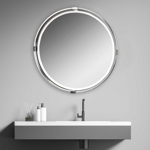 Uttermost® Tazlina Brushed Nickel Round Mirror-1