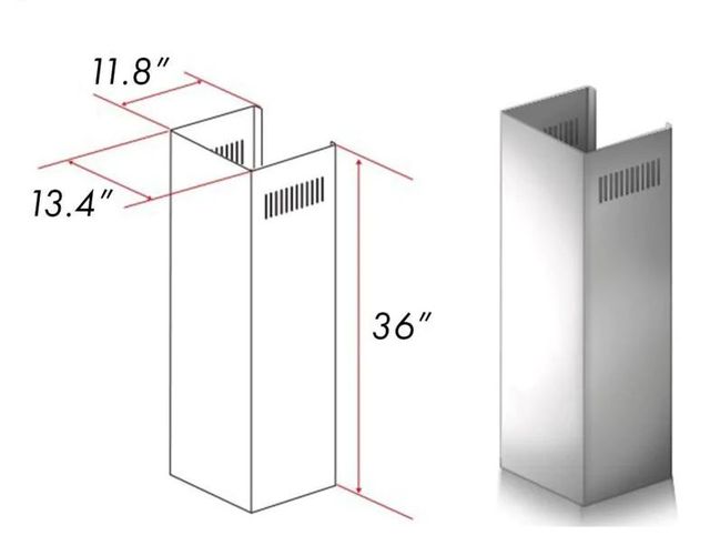 ZLINE 36" Stainless Steel Chimney Extension -2