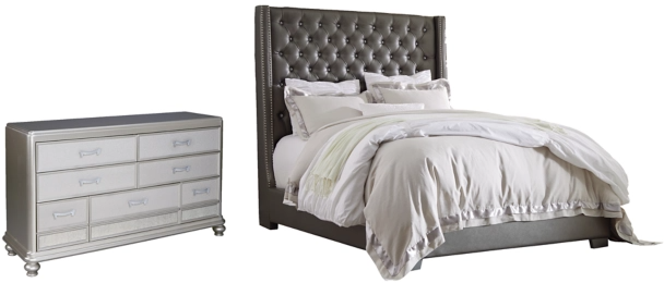 Signature Design by Ashley® Coralayne 2-Piece Gray Queen Upholstered Bed Set-0