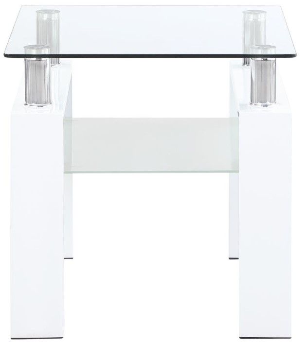 Coaster® Dyer 2-Piece Glass Top Occasional Table with Chrome/White Base Set-1