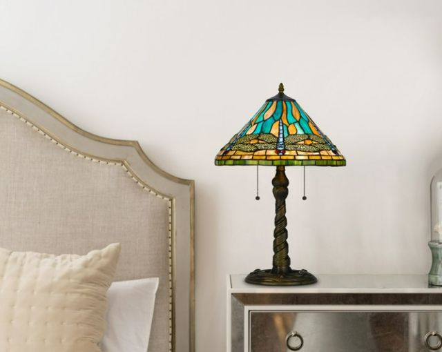 Cal® Lighting & Accessories Tiffany Antique Brass Table Lamp-3