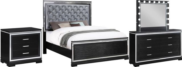 Coaster® Cappola 4-Piece Black Eastern King Upholstered Bedroom Set-0