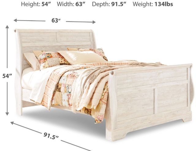 Signature Design by Ashley® Willowton Whitewash Queen Sleigh Bed-1
