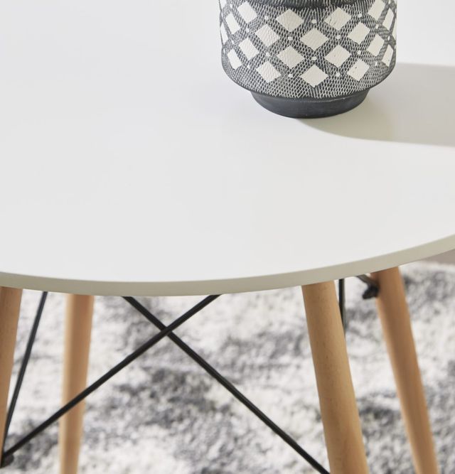 Signature Design by Ashley® Jaspeni White Dining Table with Natural Tapper Legs-2