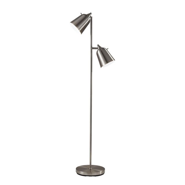Adesso® Malcolm Brushed Steel Floor Lamp-0