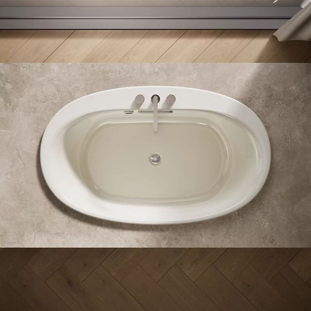 Kohler® Underscore® Biscuit 59.75" x 35.75" Drop-In Bath with Bask® Heated Surface-2