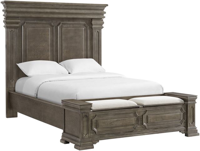 Elements International Kings Court Gray Queen Panel Storage Bed-0