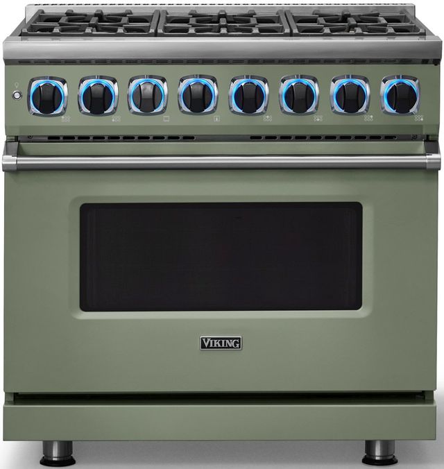 Viking® 7 Series 36"  Eucalyptus Pro Style Dual Fuel Range-3