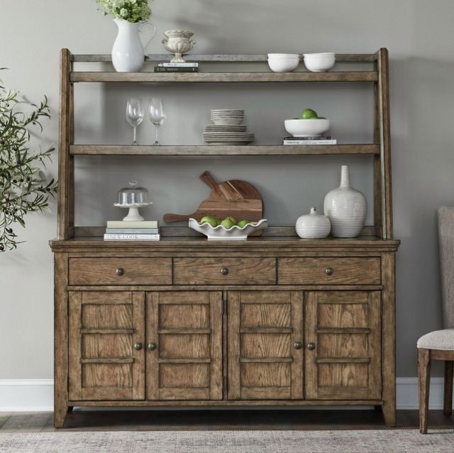 Liberty Furniture Carolina Park Amber Brown Server and Hutch-5