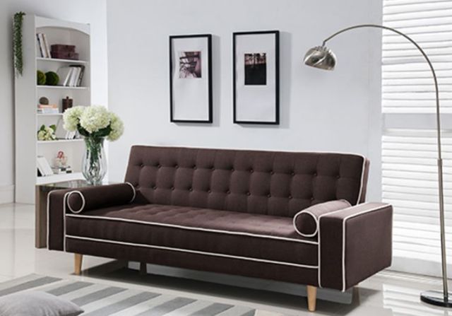 Milton Greens Stars Dark Brown Click Clack Tufted Futon Couch with Pillows-2