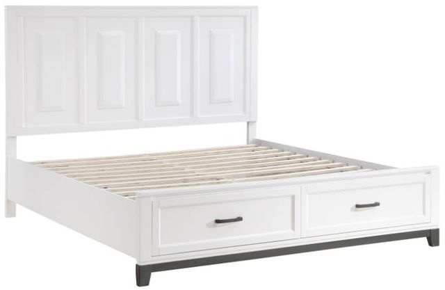 Homelegance® Garretson Metallic Gray/White California King Panel Bed with Footboard Storage-3