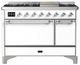 Ilve® Majestic III 48" White Pro Style Dual Fuel Natural Gas Range with Solid Door and Chrome Trim-0