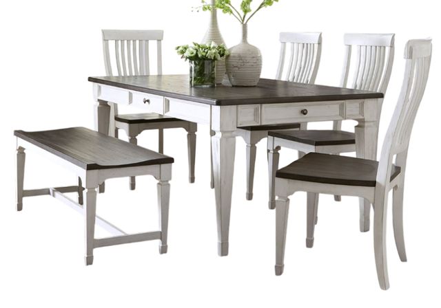 Liberty Furniture Allyson Park 6-Piece Charcoal/Wirebrushed White Rectangular Table Set-0