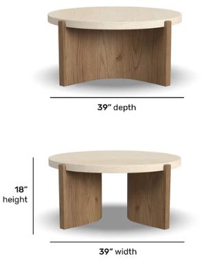 Flexsteel® Eclipse White Round Coffee Table with Brown Base-2